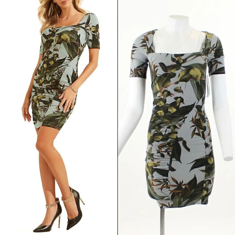 GUESS Marisol Minidress in Secret Garden Teal Combo